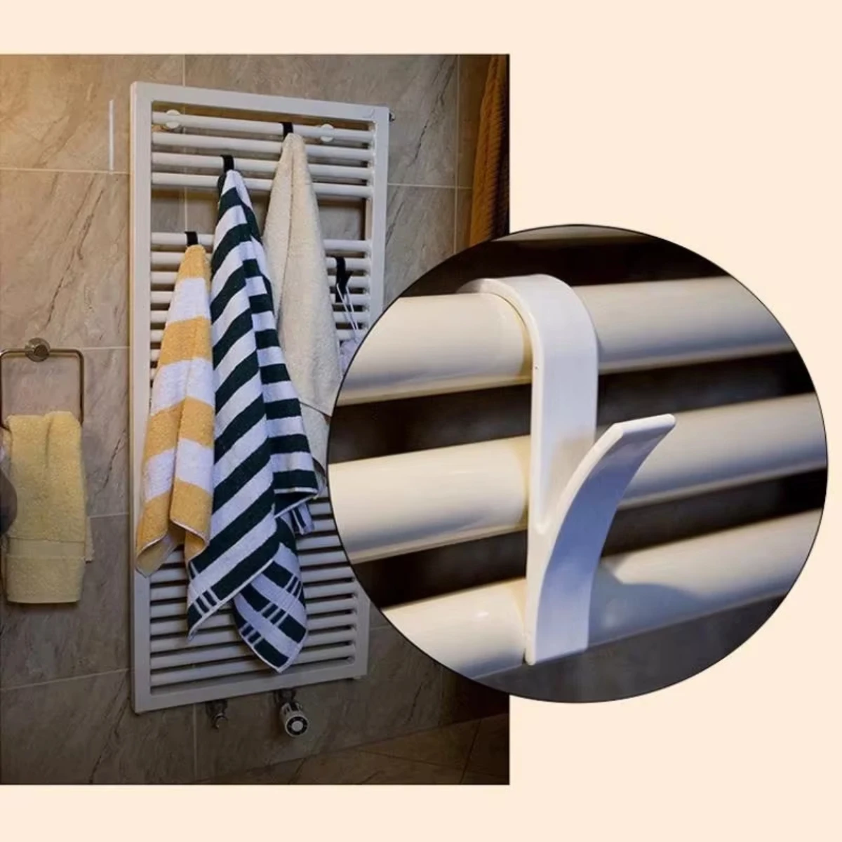 4Pcs Hangers for Heated Towel Multi-Purpose Radiator Hooks Coat Clothes Hanger Scarf Rack Bath Hook