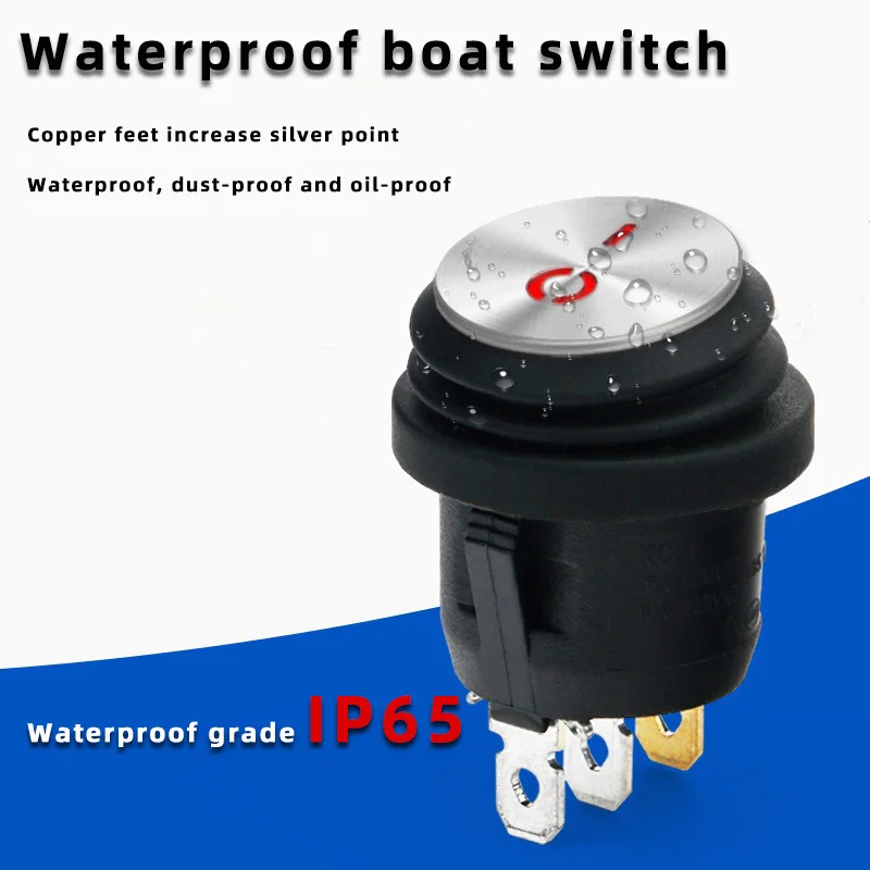 KCD1 stainless steel surface waterproof boat switch 3-pin SPST/SPDT 6A waterproof with light 12V24v220V boat power switch