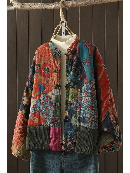 الرجعية الصينية Sle المرأة القطن الكتان سترة معطف مع زر Thiened طويلة Sve فضفاضة تناسب الشتاء ملابس خارجية #3