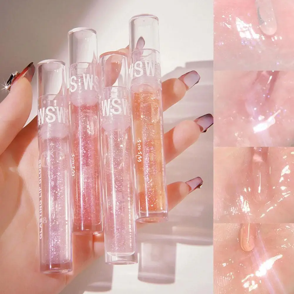 Brillo de labios de cristal transparente, líquido, resistente al agua, Cosméticos duraderos, H6Y4