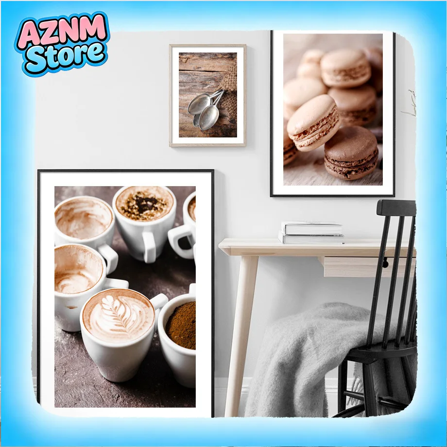 1pc frameless Canvas painting Coffee Beans Cup Baking Dessert Spice Posters Prints Canvas Painting Nordic Wall Art Pictures f