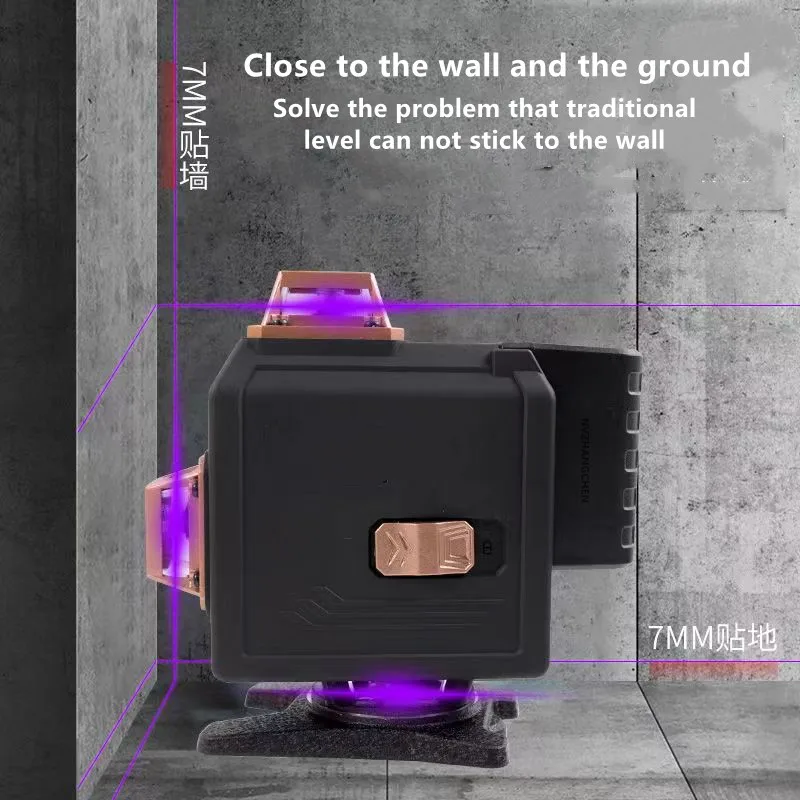 Imagem -04 - Super Poderoso Nível Laser Raio Roxo Nível Laser 4d Auto Nivelamento 360 Nível Horizontal e Vertical 16 Linhas 12 Linhas