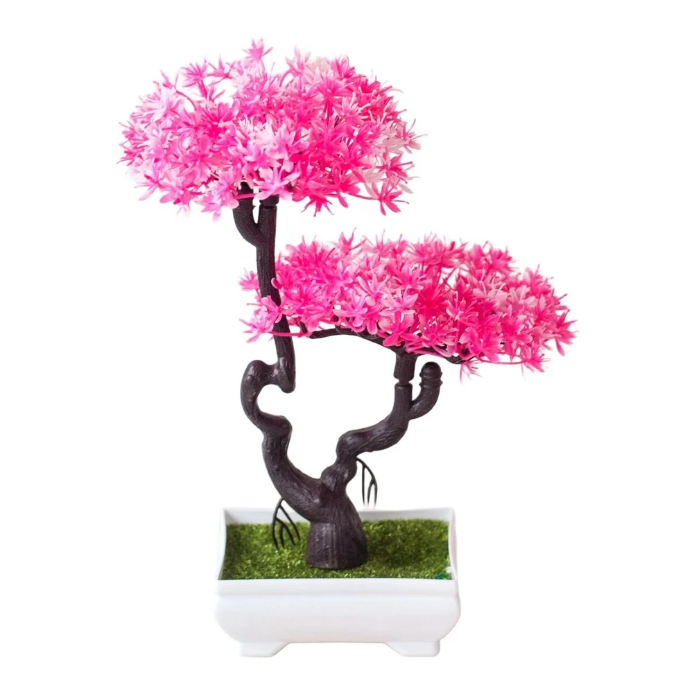 Faux For Mini Bonsai Potted Pine Tree Silk Plant for Home Office Decoration Desk Shelf Centerpiece Display Use