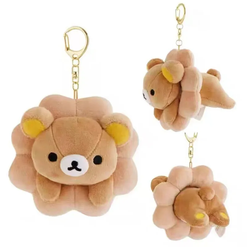 

Kawaii Rilakkuma Doughnut Party Series Anime Chicken Plush Toy Keychain Cartoon Bag Decoration Cute Birthday Gift for Girls