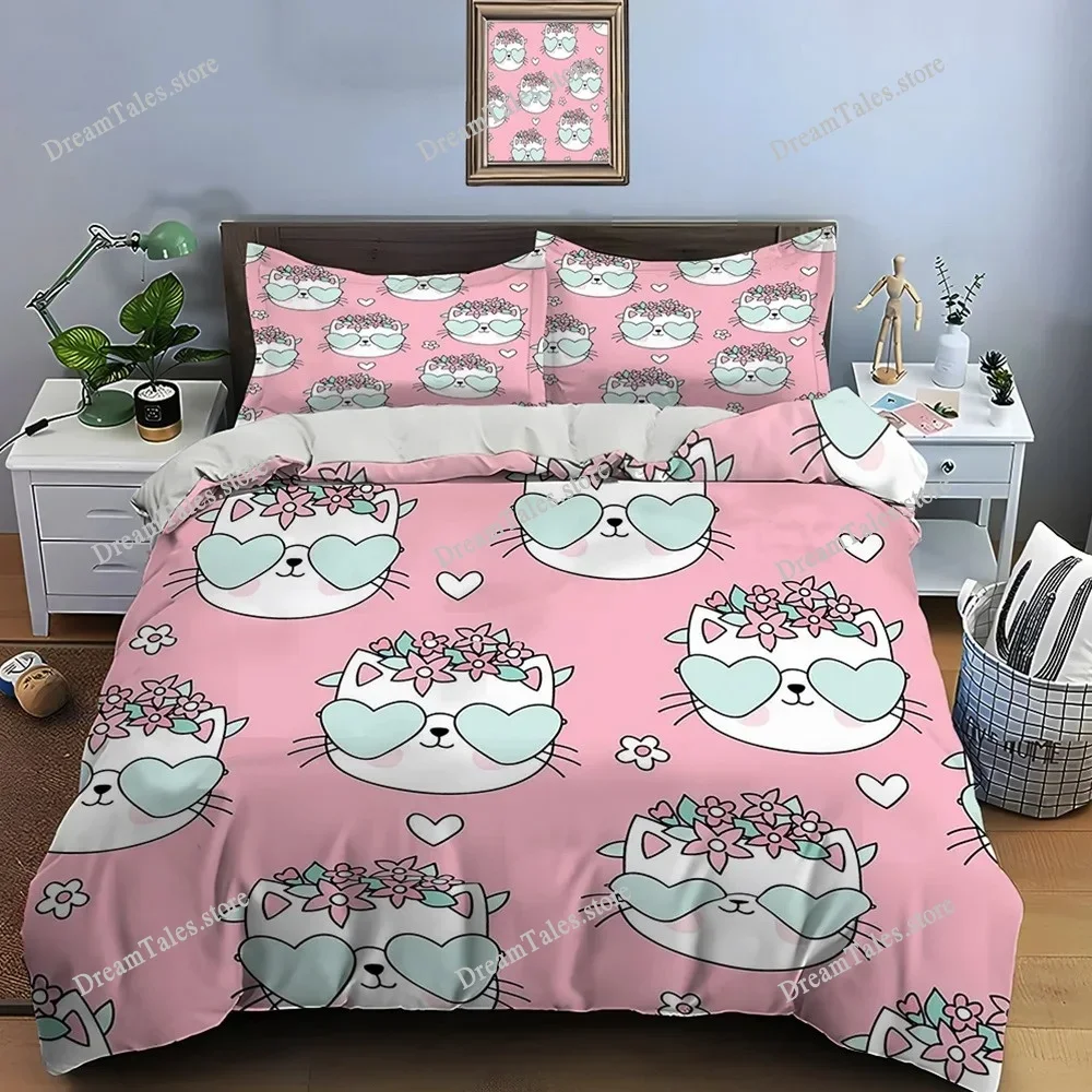 

Home Textile Cartoons Cats Cover Duvet Cover Pillow Case Boy Girl Polyester Bedding Set King Queen Twin Size Luxury Gift369