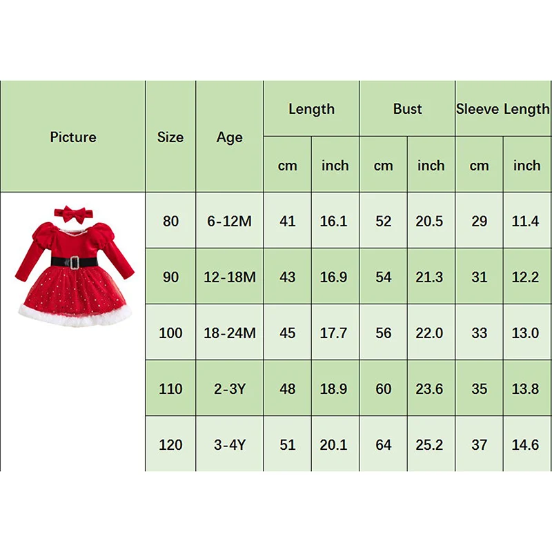 Kids Baby Girl Christmas Dresses Toddler Christmas Clothes Long Sleeve Fluffy Red Princess Dress Headband Xmas Outfit 6 Months