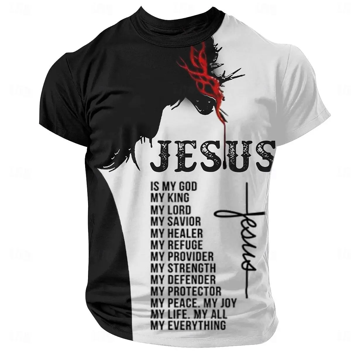 

Men's Casual Polyester T-Shirt with 3D Jesus Graphic Print Crew Neck Short Sleeve Simple Religious Street Style Street Casual