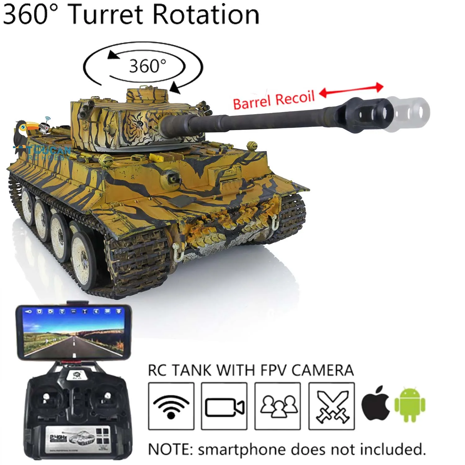 

In Stock Heng Long 1/16 Scale RC Tank 3818 German Tiger I Radio Control Tank Battle Tank Model 7.0 FPV Models Toys TH20581
