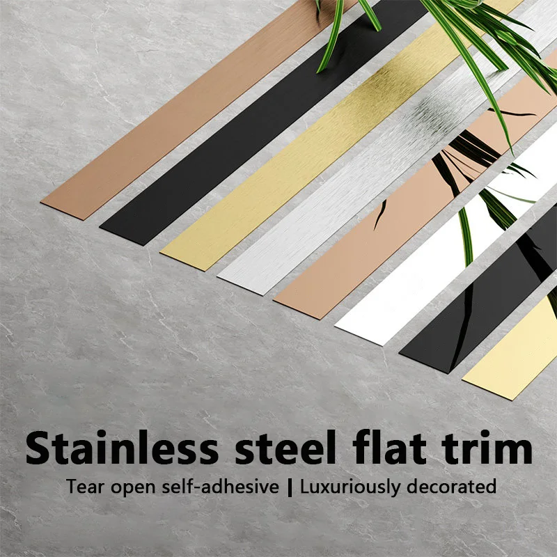 15 Meter Self-Adhesive Stainless Steel Decorative Strip Flat strip, Metal TV Background Wall Ceiling Decorative Strip.