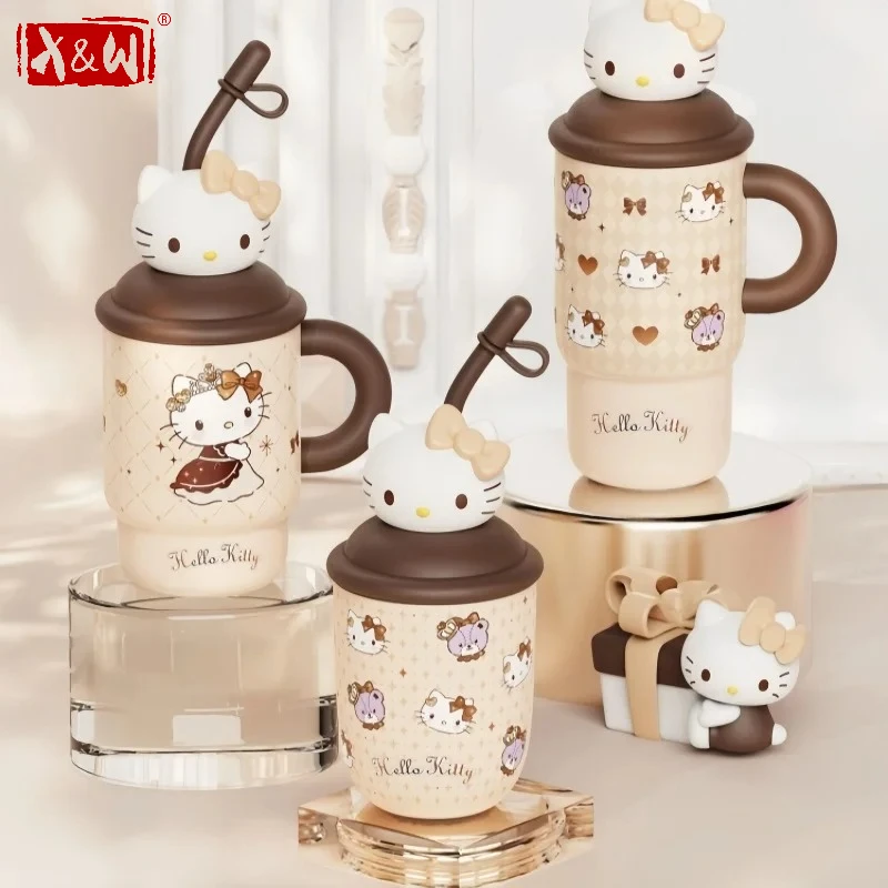 X&W Sanrio Hello Kitty Series Insulated Tumbler 316 Stainless Steel Straw Cup Vacuum Flask Portable Travel Thermal Water Bottles