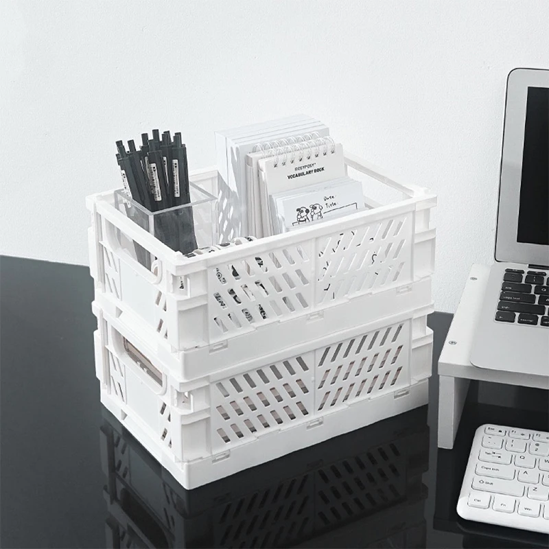 صندوق تخزين بلاستيكي قابل للطي ، سلة قابلة للتكديس ، سلة مكياج ، صناديق ألعاب مجوهرات ، منظم حقيبة تخزين