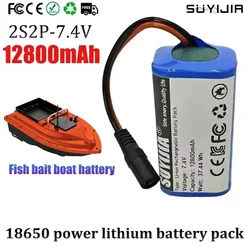 2S2P 7.4V Rechargeable Lithium Battery 18650 12800mAh Suitable for Remote Control Fish Finder Fishing Bait Boat Toy Accessories