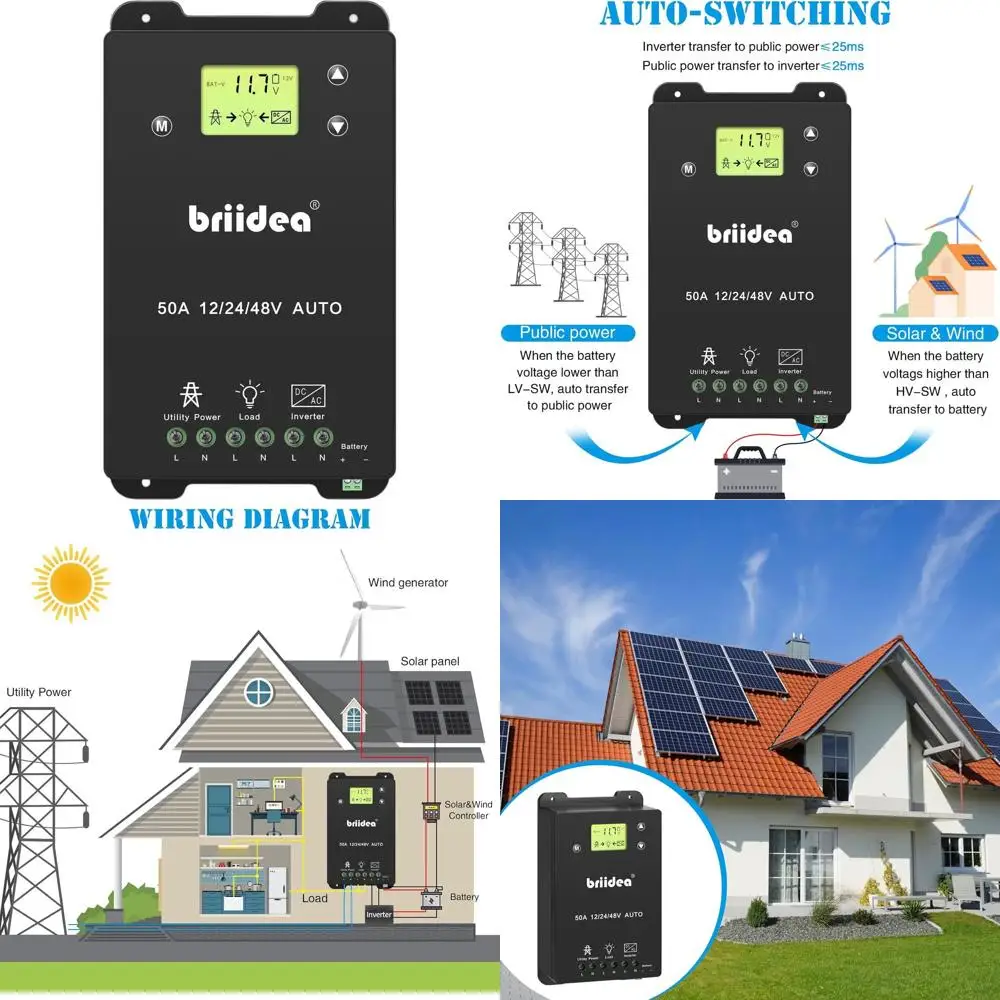 

Двухканальный контроллер мощности ATS 50A 5500W, совместимый с DC 12V/24V/48V и AC 110V/220V, черный