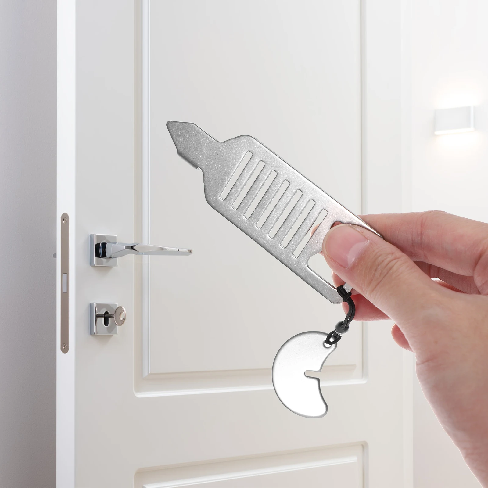 

Portable Lock Stainless Steel Stopper for Travel Hotel Home Security Devices Silver Door Locks for College Safety