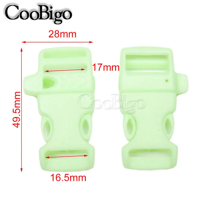 2pcs Side Release Buckle Glow in the Dark Fluorescence for Paracord Bracelet Outdoor Backpack Camping Climbing Accessories 17mm