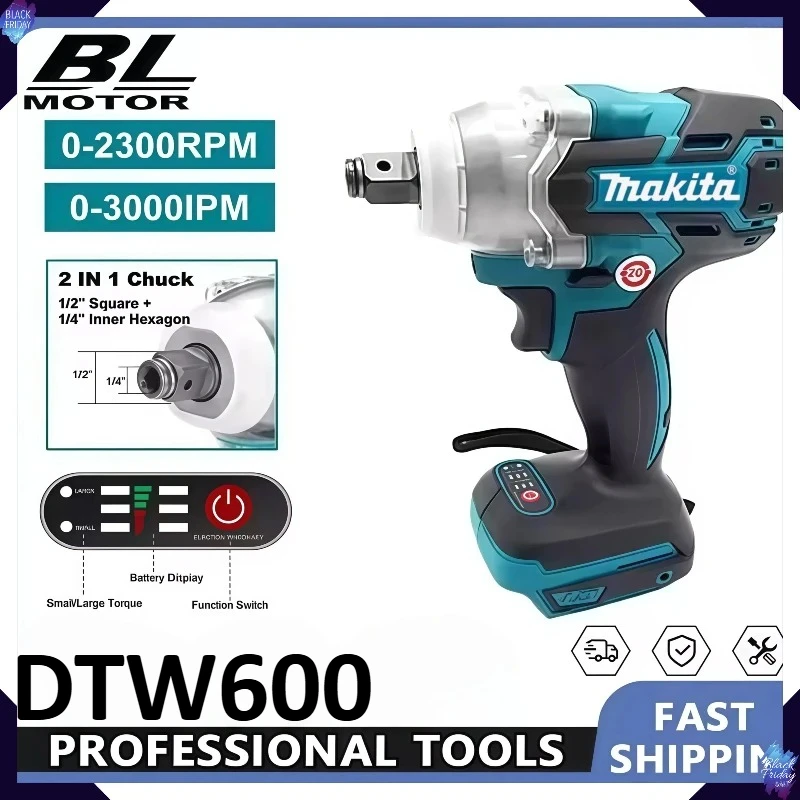

Бесщеточный ударный гайковерт Makita DTW600, аккумуляторный, для авторемонта, высокомоментный, перезаряжаемый инструмент