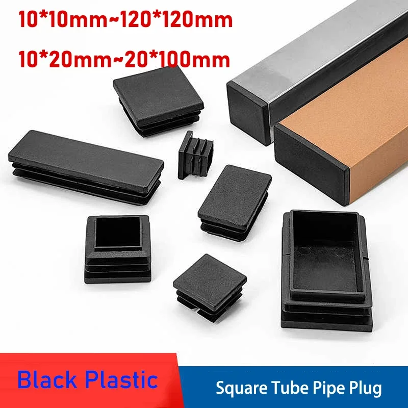 Rectangle Blanking End Caps Tube Pipe Inserts Plug Plastic Square Inner Plug Table Chair Furniture Foot Cover
