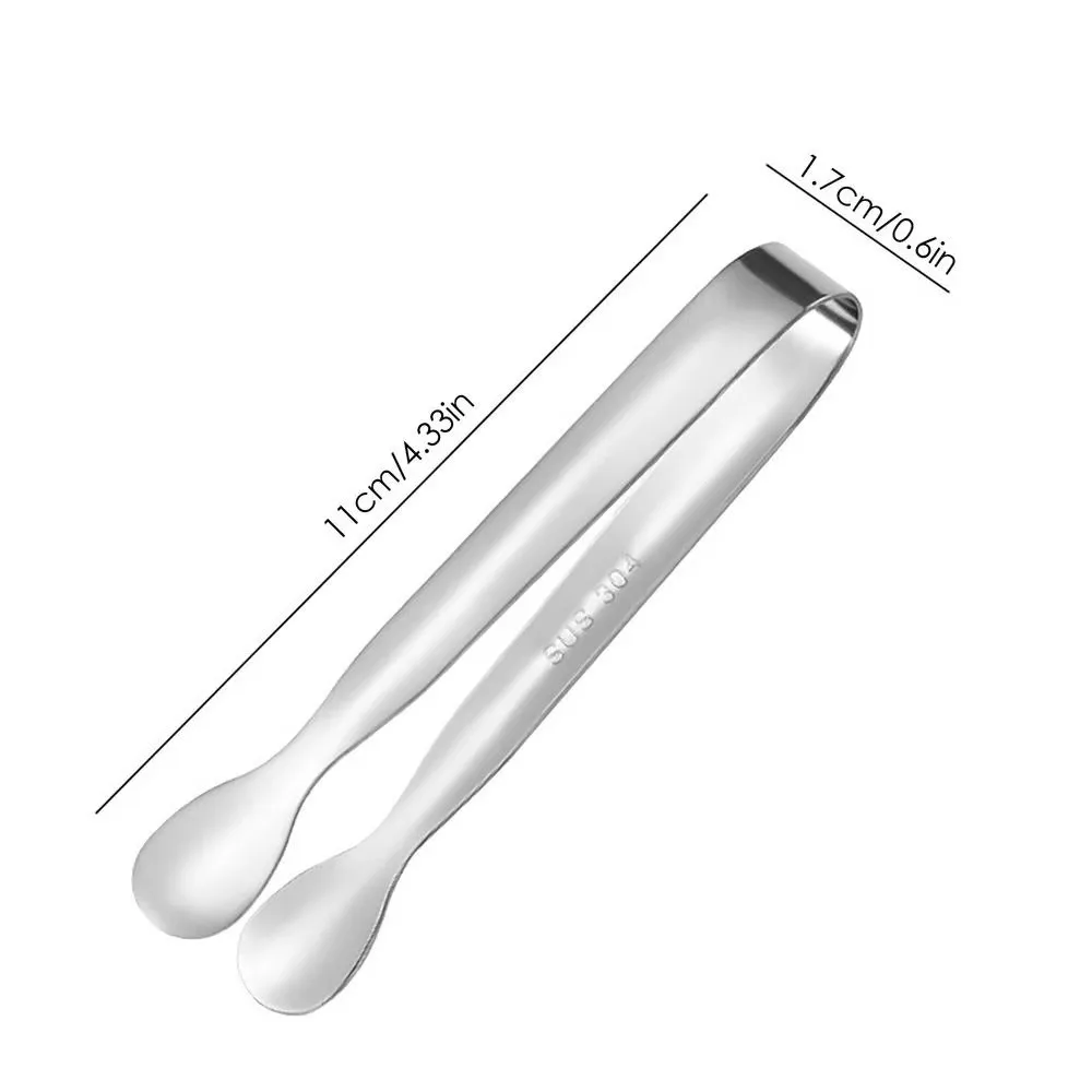Stainless Steel Ice Tongs Thickened Rust-resistant Sugar Cube Tongs Spoon Shaped Non Slip Snack Tongs for Bar Buffet Coffee Bar