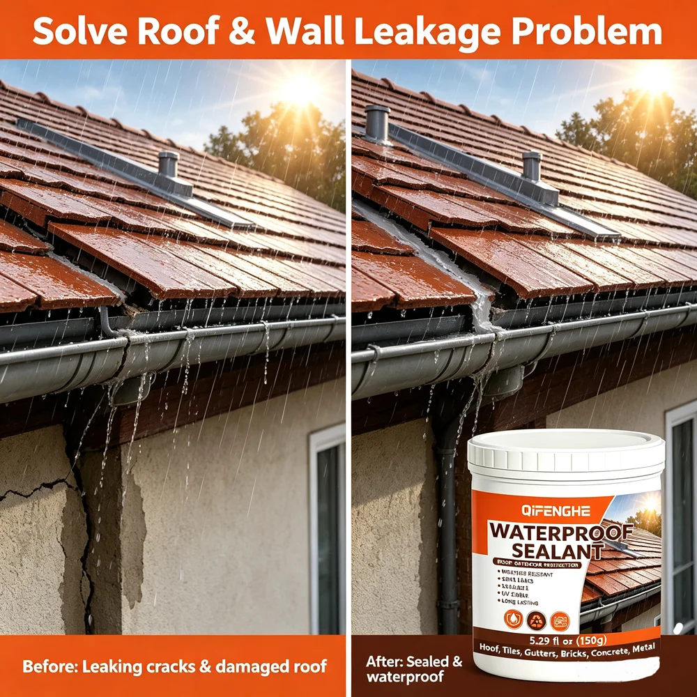 Waterproof Sealant 150g Roof Leak Repair Coating UV Stable Weather Resistant Seal Cracks for Roof Tile Gutter Brick Concrete Met
