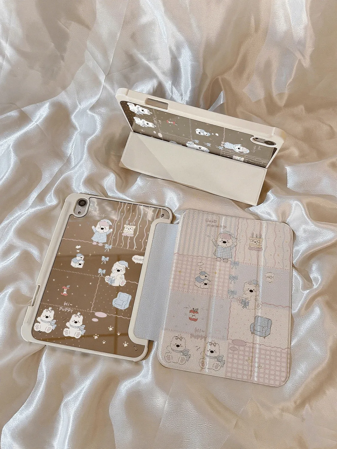 Niche Pink Checkered Strawberry Dog Cat For iPad 11th A16 10 9 8 7 5 Pro 13 11 M5 M4 M3 M2 12.9'' Air  4 3 2 1 Mini 7 6 Cover