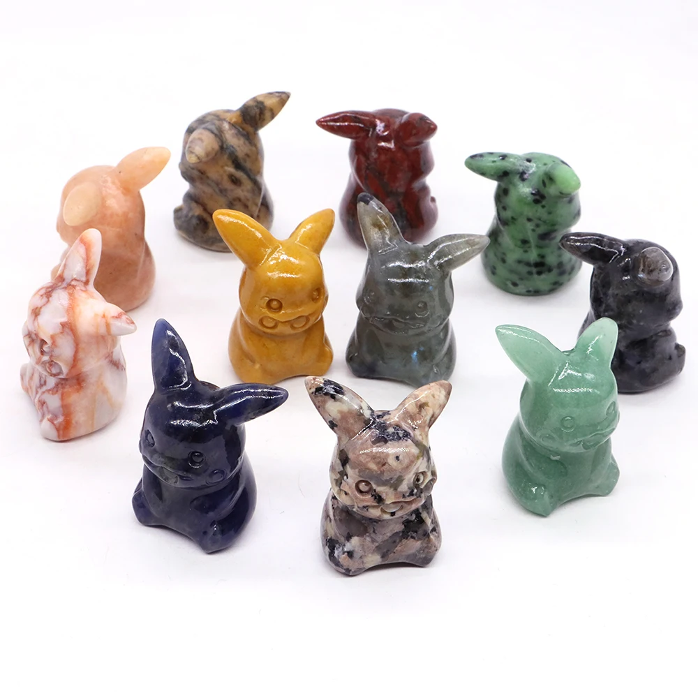 40mm Natural Gem Yellow Jade Crystals Fantastic Baby Cartoon Animals Statue Healing Reiki Children Home Decoration Ornament Gift