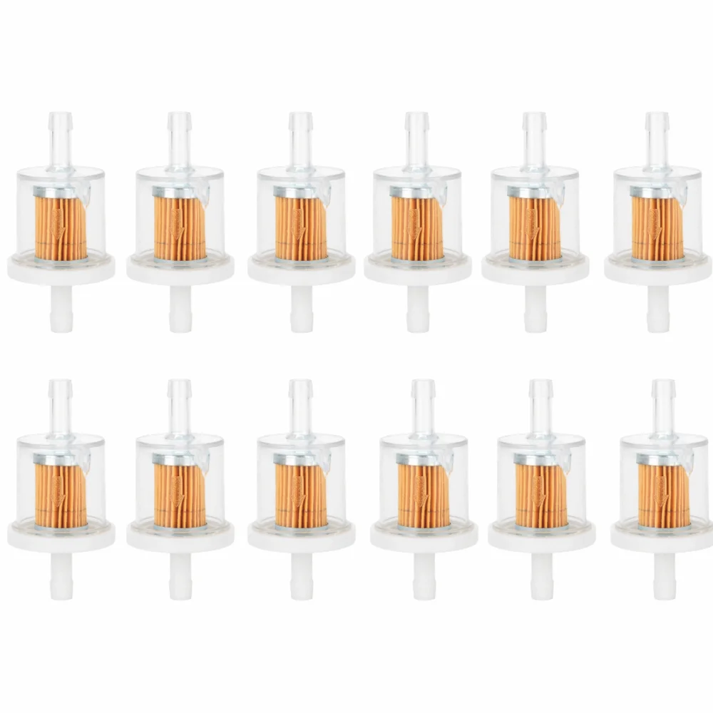 12PCS Beige Inline Fuel Filter High Performance Direct Fit Plastic Fuel Filter Fliter Paper for 493629 691035 5065D 49019-7001
