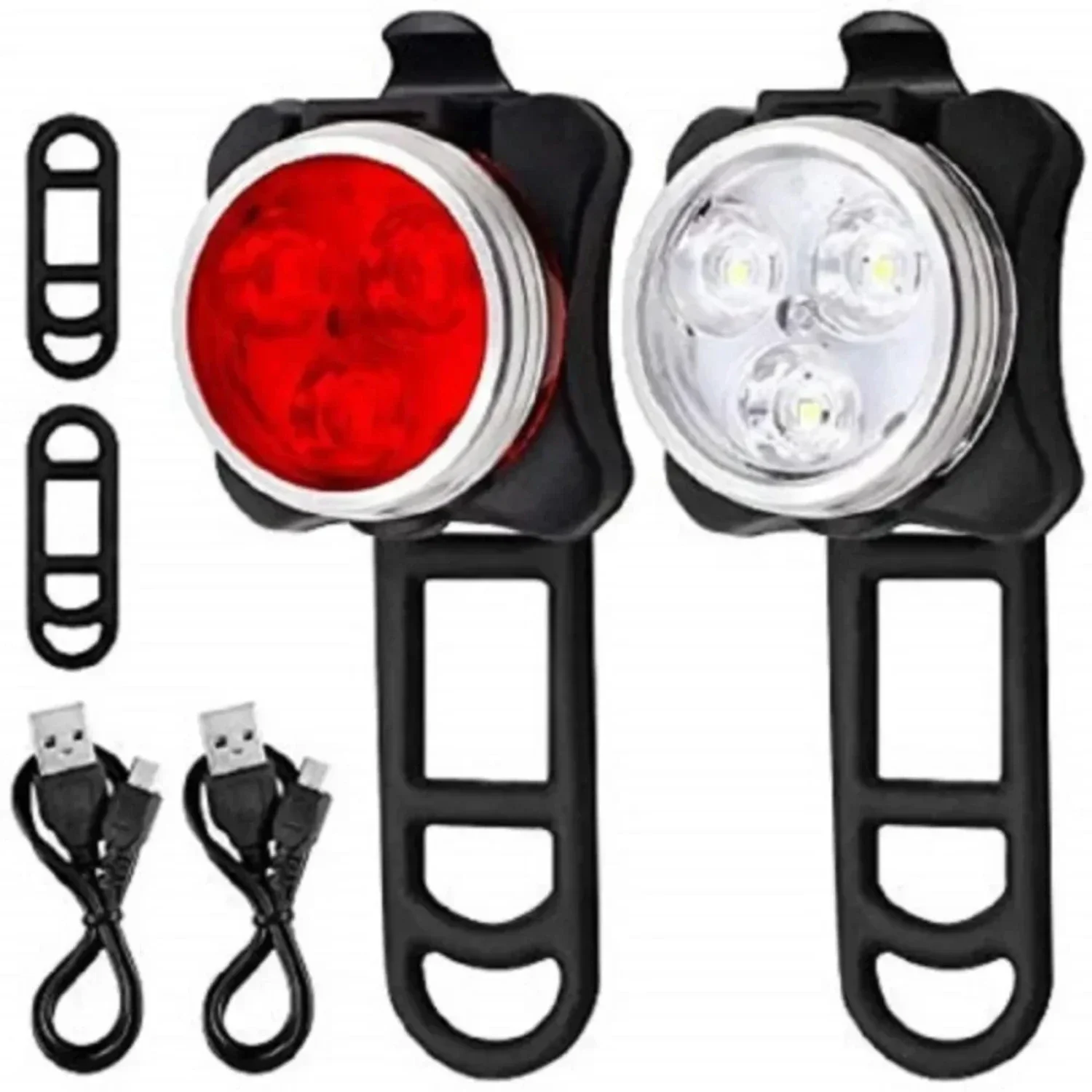 

USB Rechargeable Bike Light Set Super Bright Front Headlight and Rear Bicycle Light 650mah 4 Light Options