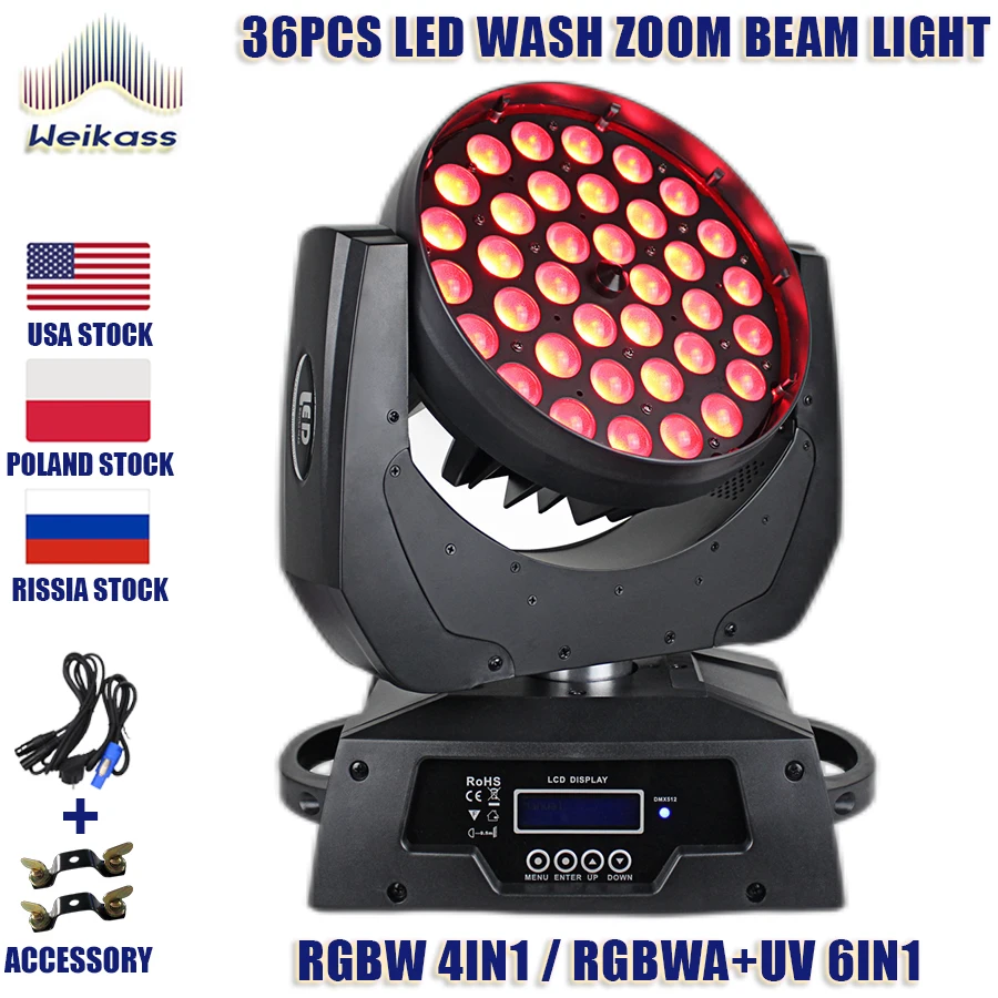 LED Lights Wash Zoom 36x18W RGBWA+UV 36x12W RGBW Moving Head Lighting With Flycase For Professional DJ Equipment