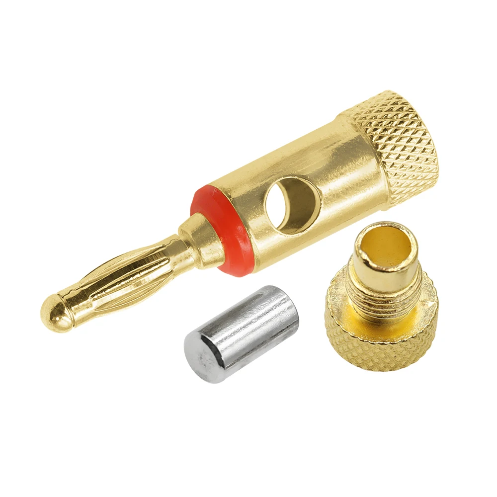 금속 랜턴 플러그 4mm 구리-금도금 바나나 플러그 비용접 고급 스피커 와이어 오디오 플러그