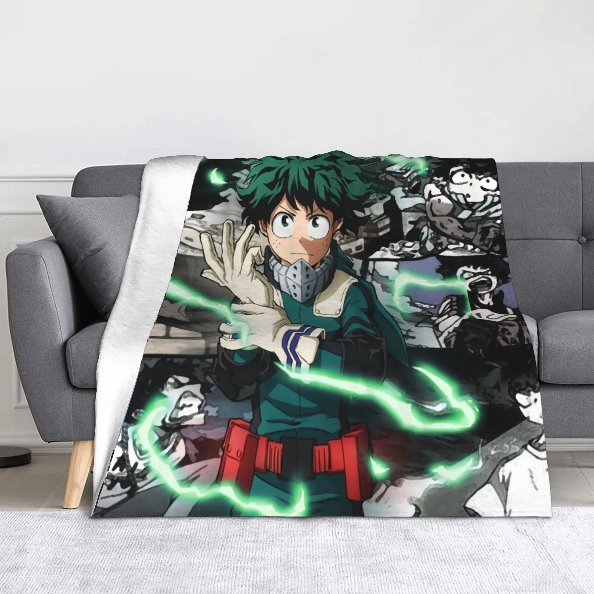 

My Hero Academia Blanket Flannel Spring/Autumn Portable Lightweight Thin Throw Blanket for Home Bedroom Bedspreads