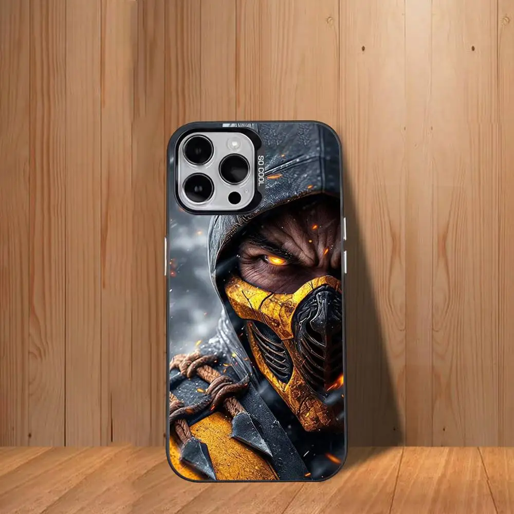 حافظة هاتف Mortal K-Kombat لهاتف iPhone 17,16,15,14,13,12,11,Mini,Pro,SE,MAX غطاء أبيض غير لامع مقاوم للصدمات