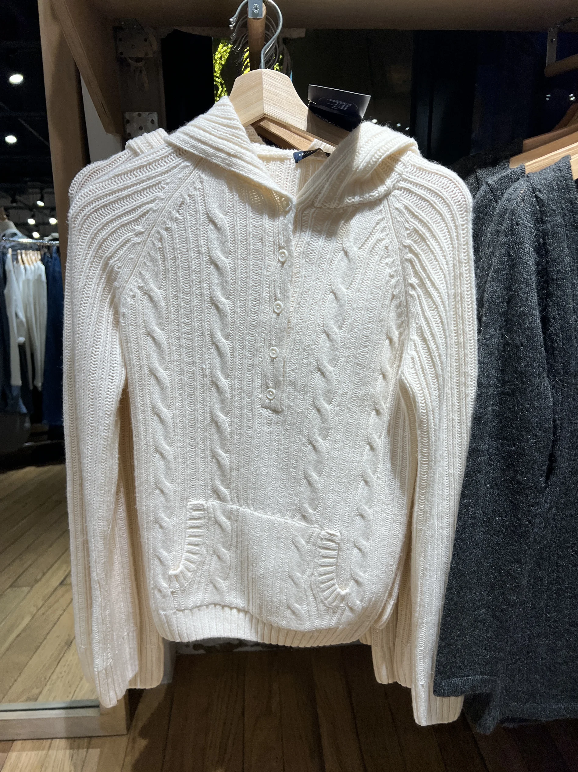 Twisted Knitted Hooded Sweater Women Buttons Long Sleeve Pocket Solid Jumper Spring Autumn Simple Preppy Style Sweaters 2025 New