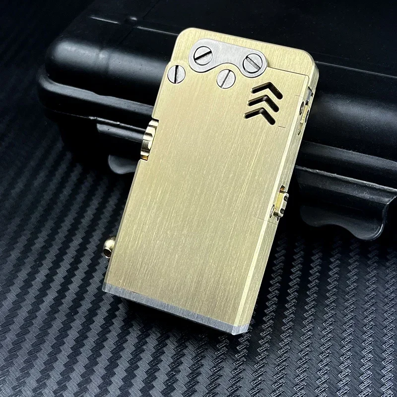 Brass Titanium Alloy Pattern Automatic Ignition Mechanical Armored Dragon Tongue Lighter One-click Ejection Kerosene Lighter