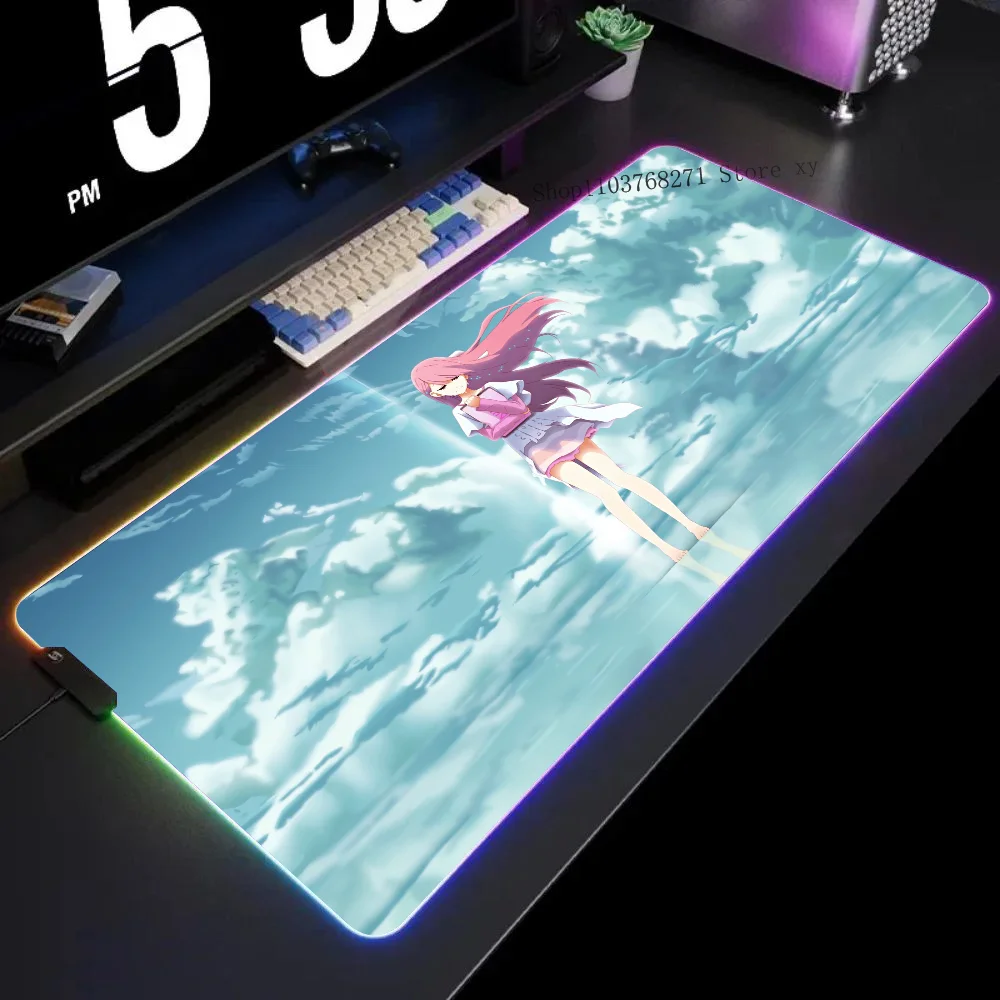

Коврик для мыши Rin Crying Shelter XXL RGB, игровые коврики для мыши HD, черные аксессуары для геймеров, большой светодиод