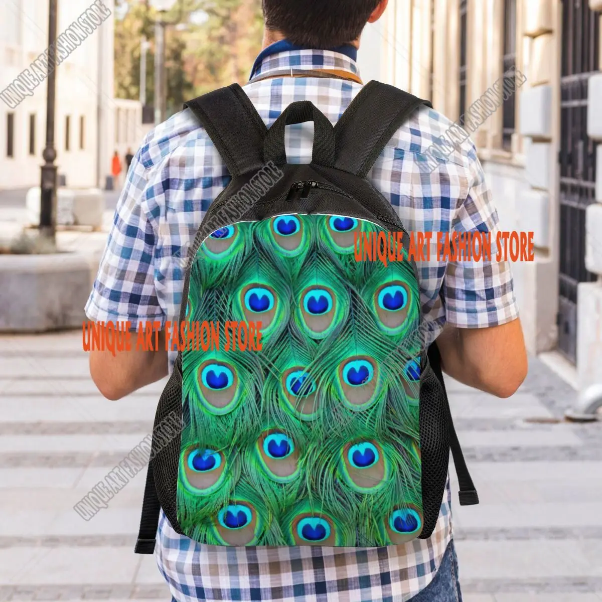 Zaini pavone per donna uomo impermeabile scuola college piuma animale borsa carina e bella stampa bookbag