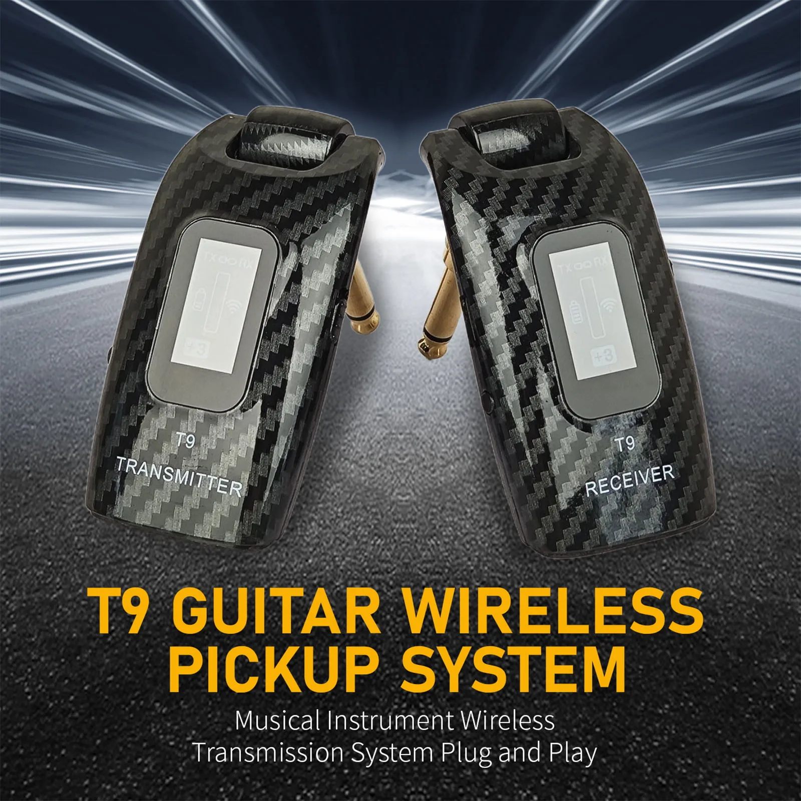 5.8GHz T9 Wireless Guitar System Wireless Guitar Transmitter Receiver Set for Electric Bass Guitar Amplifier Cable Stage Audio