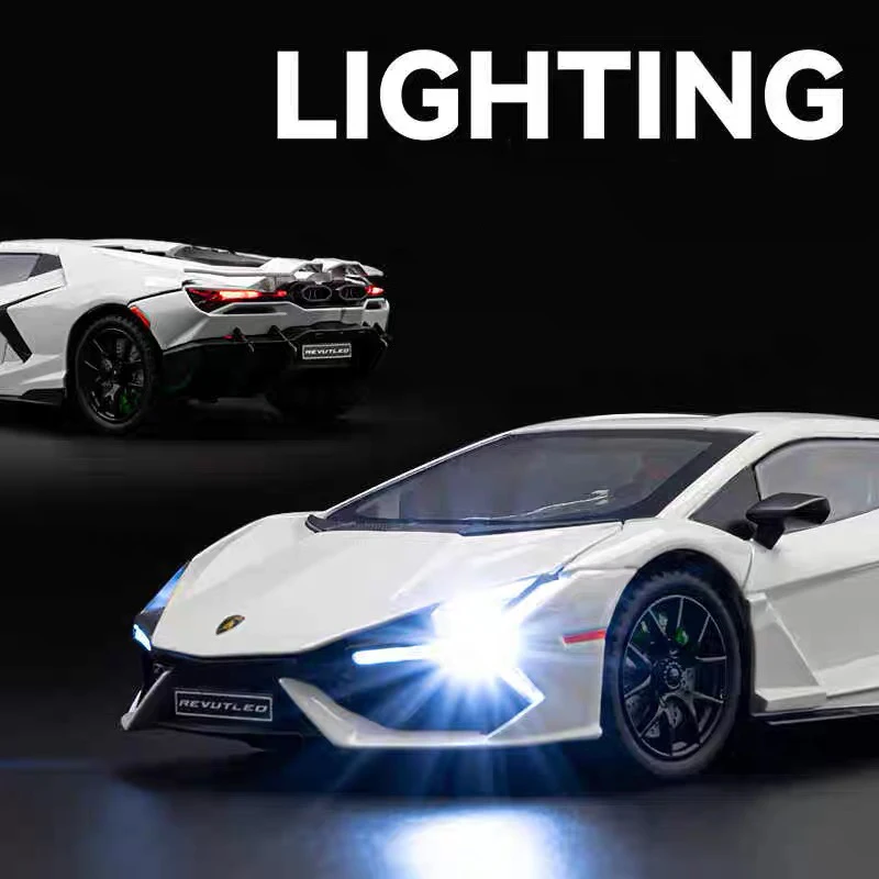 1:24 Lamborghini Revuelto Alloy Scale Car Model Diecast Metal Miniature Car Sound＆light Collection Children Toy Vehicles Gifts