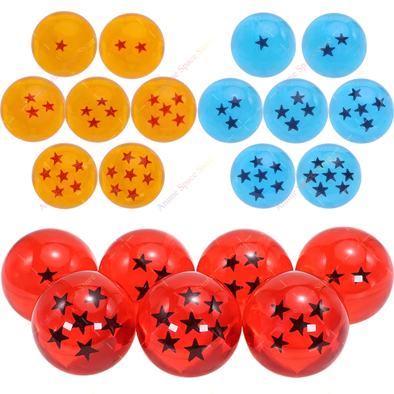 Figura de Dragon Ball Z, juego de bolas de cristal rojo de 7 estrellas, Shenron azul naranja, 3,5 cm, colección de bolas de cristal transparente, juguetes ornamentales