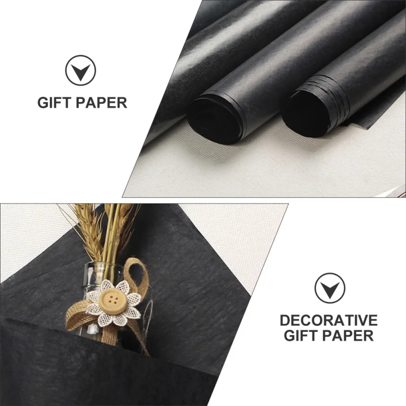 38cm x2m /5m/8m 1Pc Decorative Roll Kraft Paper Roll Craft Flower Packaging Wrapper (Black) Wrapping