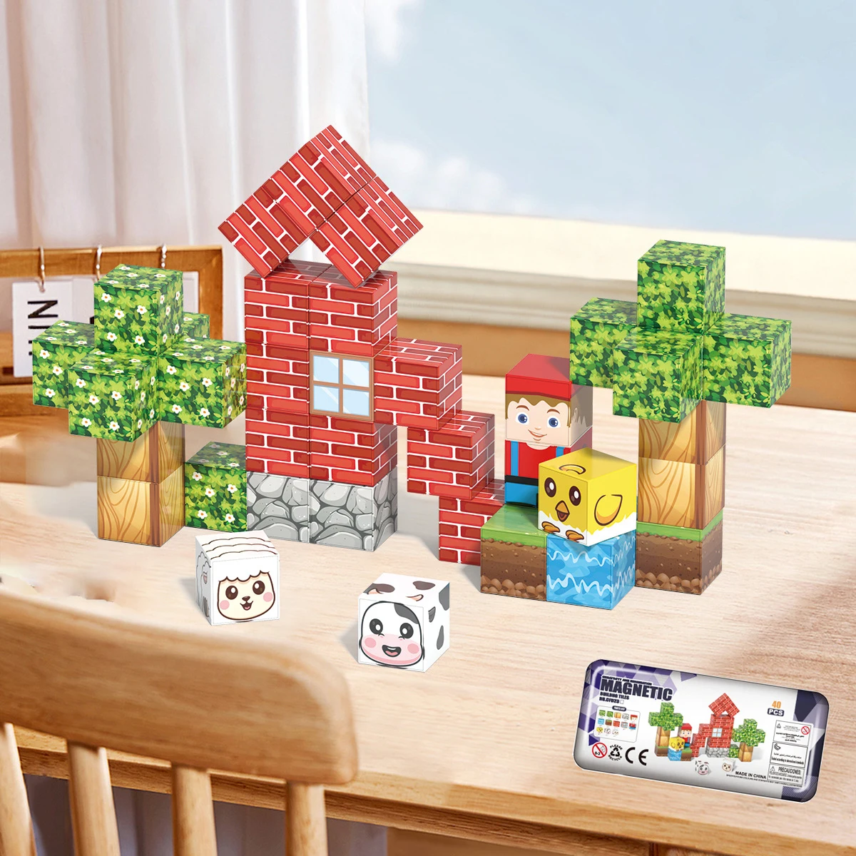 Mini Cubes magnétiques pour enfants, ensemble d'apprentissage STEM, jouets de Construction portables avec boîte de rangement en fer pour garçons et filles, cadeau de voyage d'anniversaire