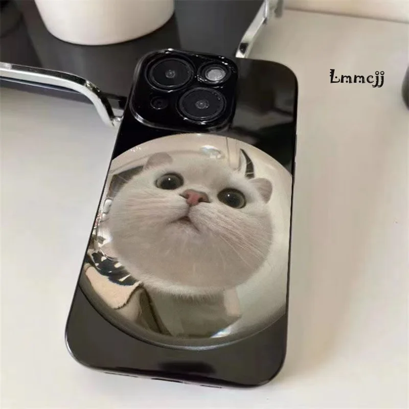 Lmmcjj INS Cute Cat Phone Case For iPhone 13 Mini 11 12 14 Plus 15 Pro Max XR X XS Se 2020 7 8 Silicone Phone Cover iPhone Case