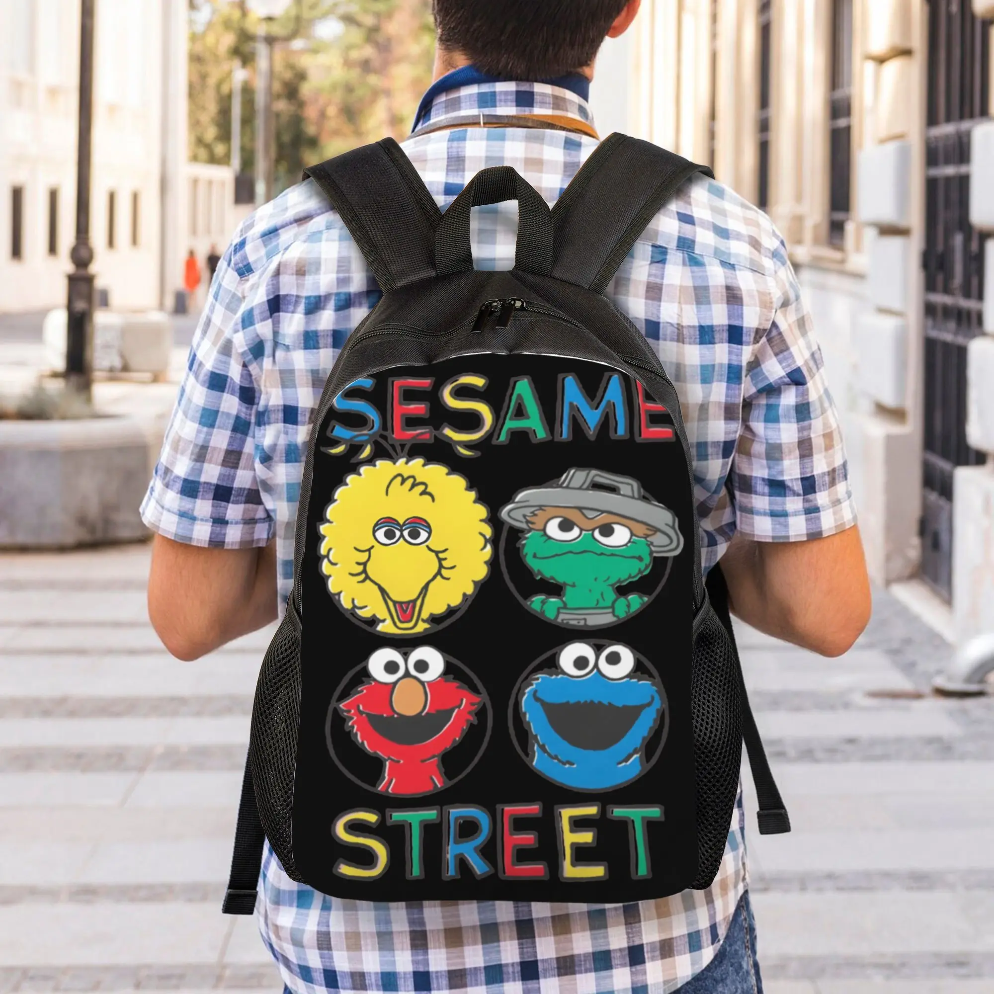 3D Print Cookie Monster Backpacks for Girls Boys Cartoon College School Travel Bags Men Women Bookbag Fits 15 Inch Laptop view 6