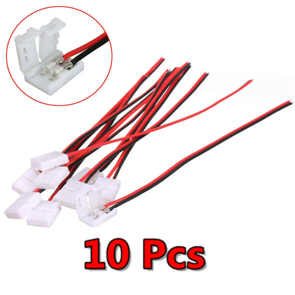 Per strisce LED 3528 Connettori LED flessibili Connettore a 2 pin Configurazione illuminazione fai-da-te Confezione da 10 pezzi Materiale di buona qualità