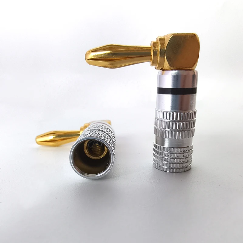 1pcs Banana Plug Connectors Right Angle 90 Degree Gold-Plated 4MM Audio Jack Adapter Video Speaker Plugs HiFi