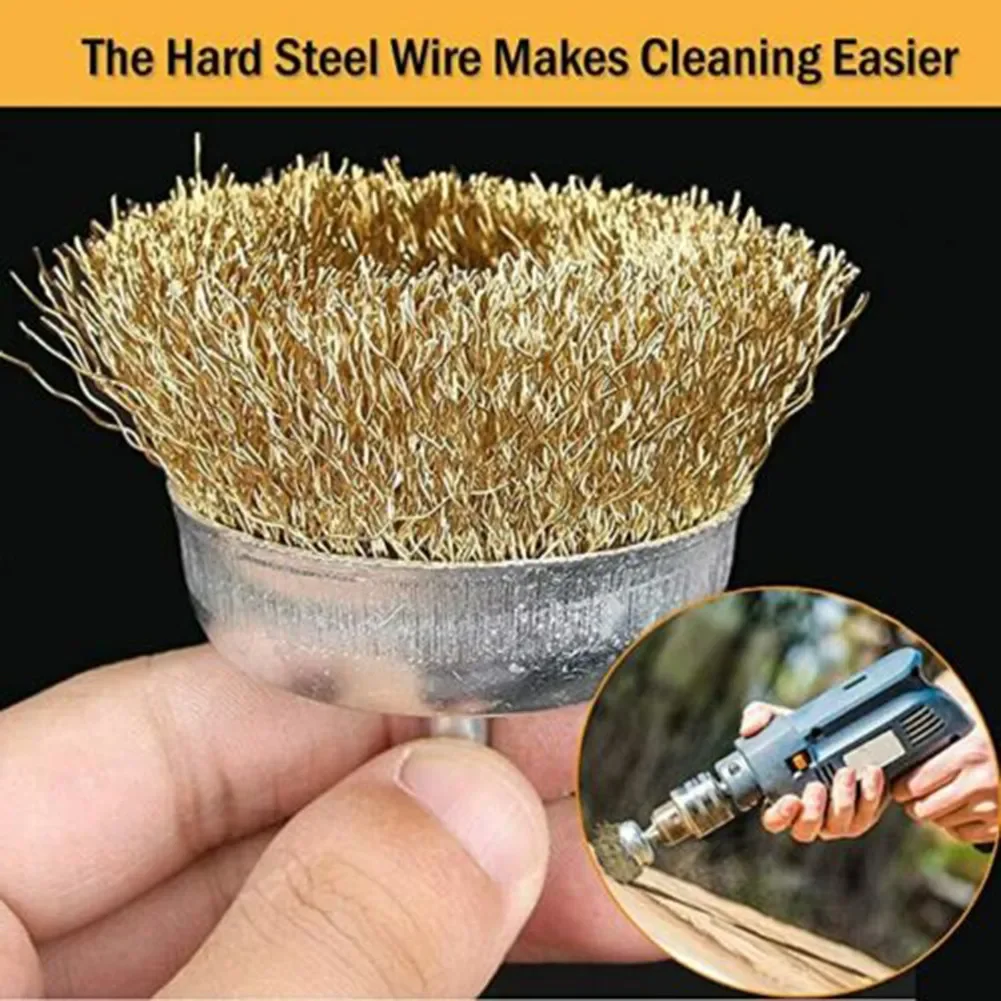 10pcs/set Brass Brush Wire Wheels Brushes Drill Rotary Tools Engraver Grinder Polishing Metal Rust Removal Brush Set Tools Brush