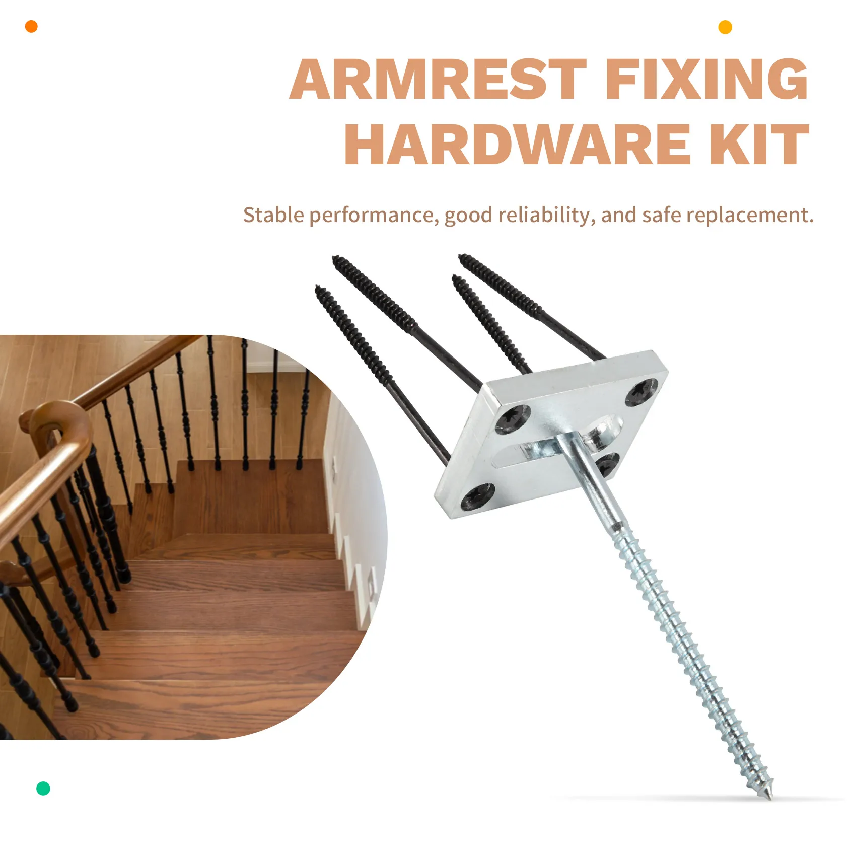 DT81 4 Sets Newel Post Fastener Wood Handrail Installation Hardware Works on Finished Floors,Stairs,Ceramic Tile and Concrete