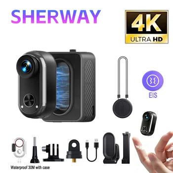 Kamera sportowa 4K, wodoszczelna, z EIS, magnetyczna, mini, przenośna, WiFi, kamera na ciało (bodycam) z etui ładującym, do vlogowania, z kartą 32G.