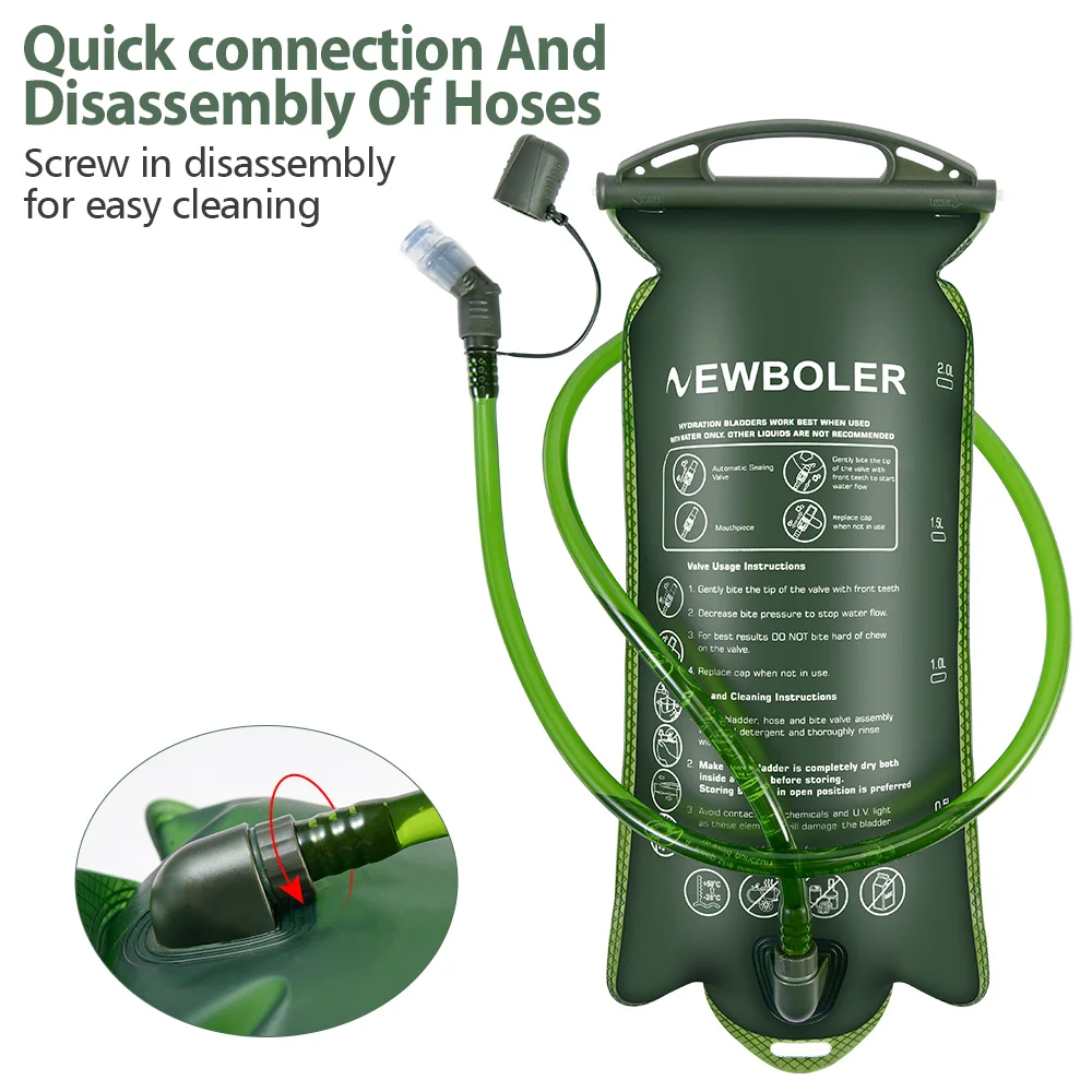 NEWBOLER Sport-Wasserblase, Trinkrucksack, Aufbewahrungstasche, BPA-frei, tragbar, lebensmittelecht, zum Trinken im Freien, Camping, Wasserbeutel – Detail 12