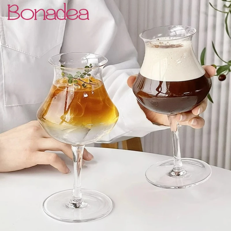 

Reverse Glass Goblet Creative Nordic Coffee Cups Vase Shape Glasses Latte Cup Simple Cocktail Cups Household Drinkware Accessory