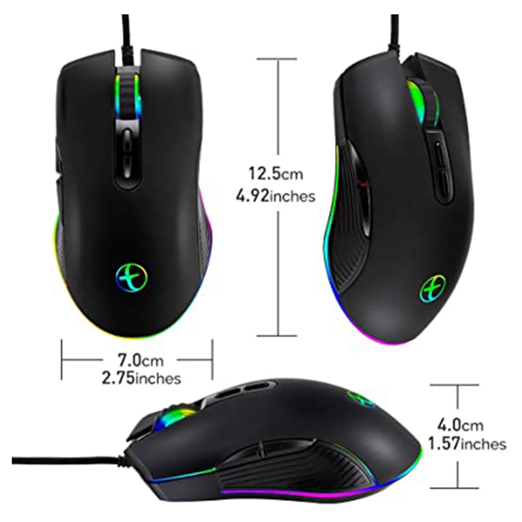 Delicate Texture-2X USB C Mouse Type C Ergonomic Wired Mouse RGB Gaming Mouse Optical Mouse
